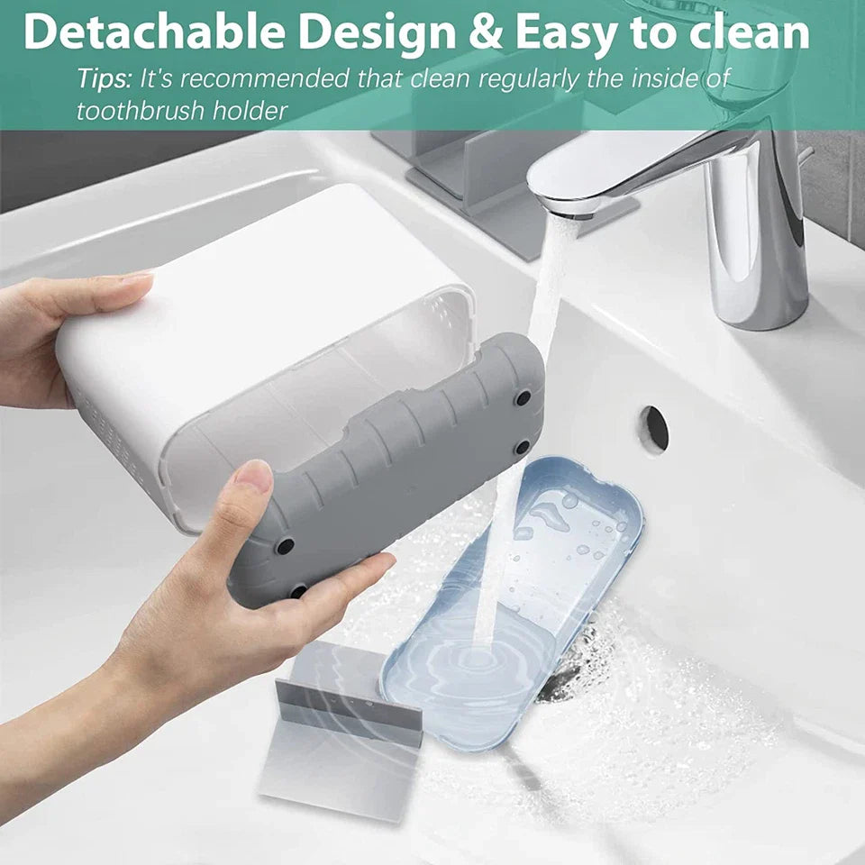 Toothbrush and Toothpaste Holder Drainage for Bathroom Countertop with Adjustabl